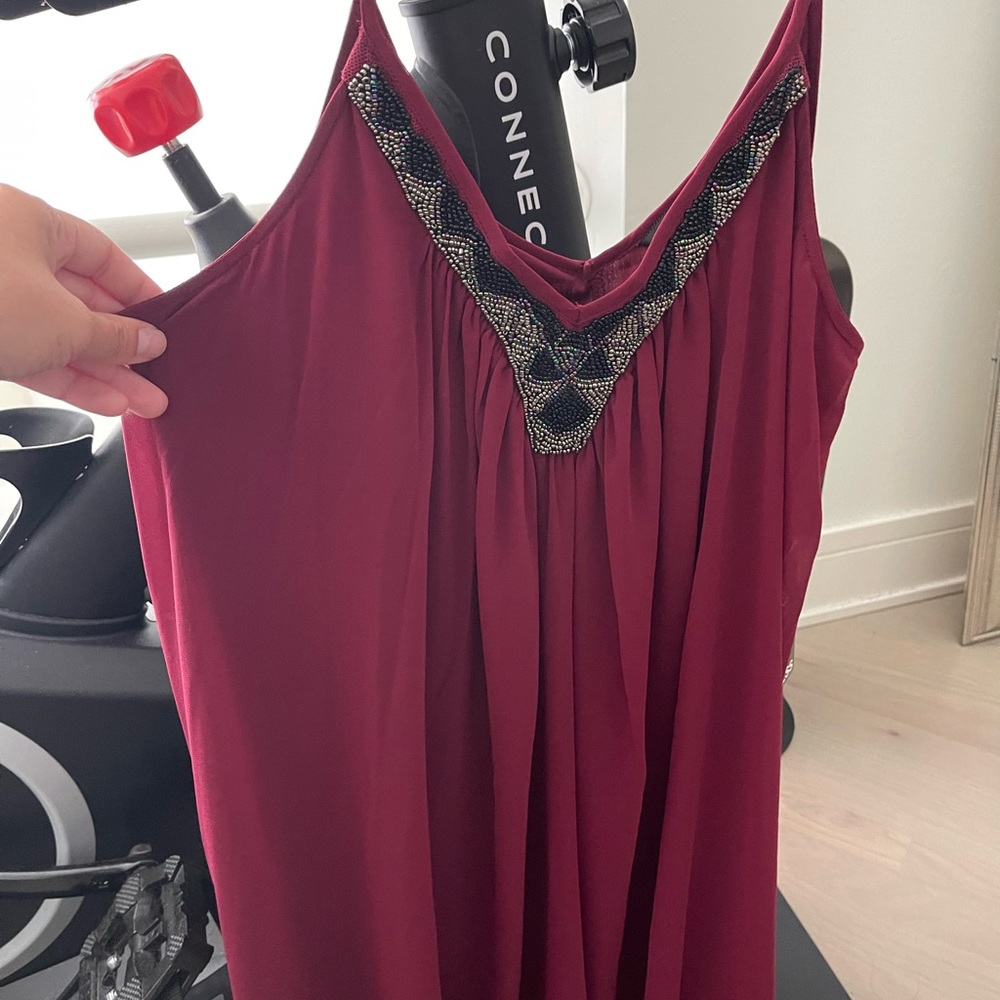 Express Maroon Beaded Mini Dress